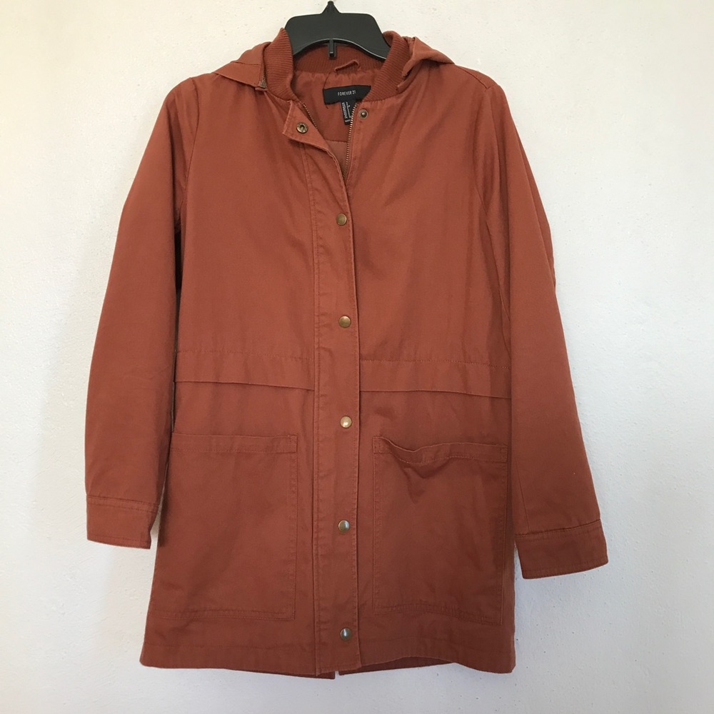 Forever 21 Brown Jacket/Coat with Hoodie